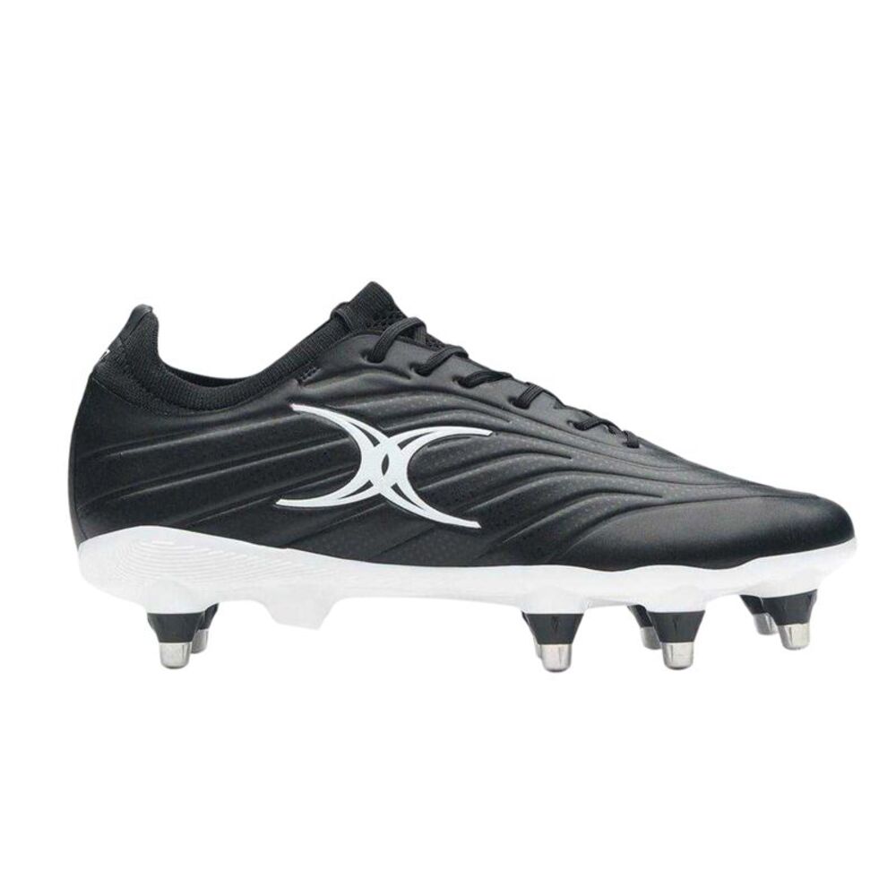 Gilbert Mens Icon Power 8 Leather Soft Ground Rugby Boots / Black